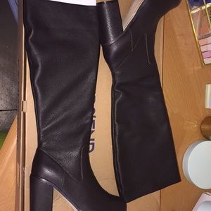 Lands End tall dark brown block heel boots